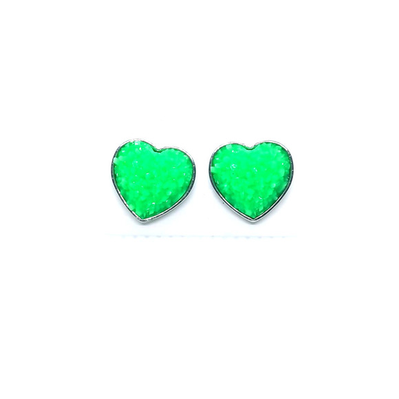 5/$25 Valentine Heart Shaped Druzy Earring Iridescent Studs Heart Shaped… - Picture 3 of 4